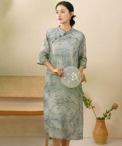 Elegant Cloud Print Long Dress Main Page: Effortless Style and Comfort for Women